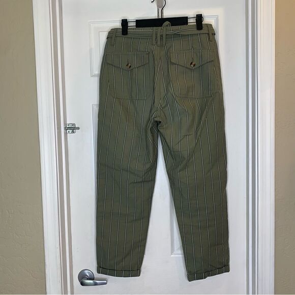 American Eagle Olive Green pin stripe Cropped Pants Size 4 - Picture 3 of 10